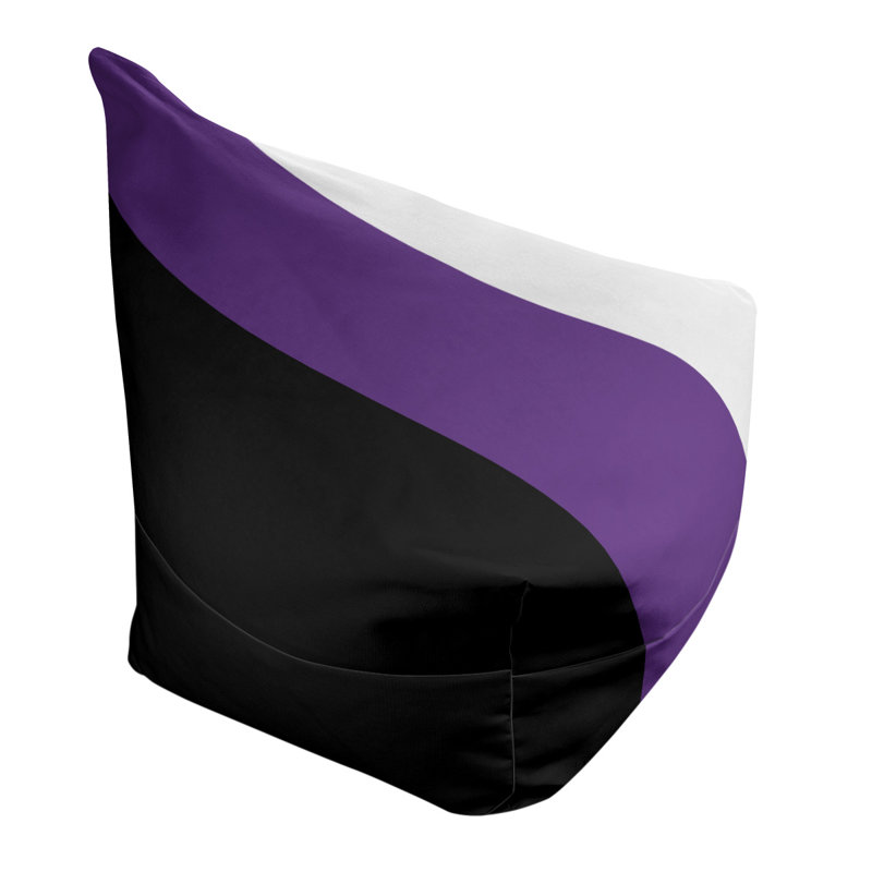 Sacramento Bean Bag Chair & Lounger, 31" x 38" x 42", Black/Purple/White