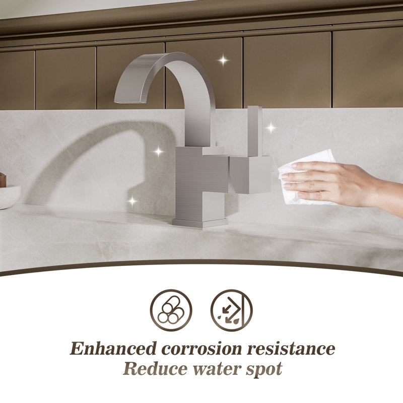 NO - Robinet de salle de bain monocorps et monocommande avec bonde, Nickel brossé