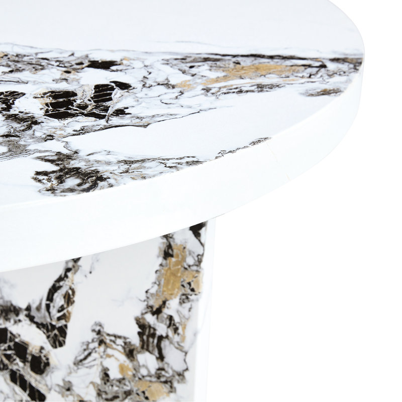 Table ronde moderne de 42 po pour 4 à 6 personnes, salle à manger, café, restaurant, bar à Smoothie, bureau, style de cuisine de 42 po. Solide et pour bureau à vin. Blanc. Assemblage simple