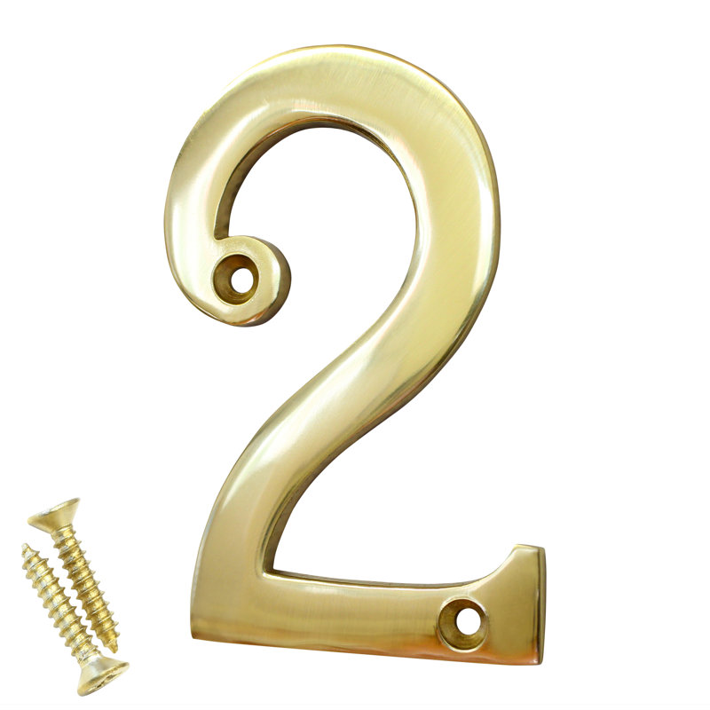 Numéro de maison 4 po, 2, Laiton poli