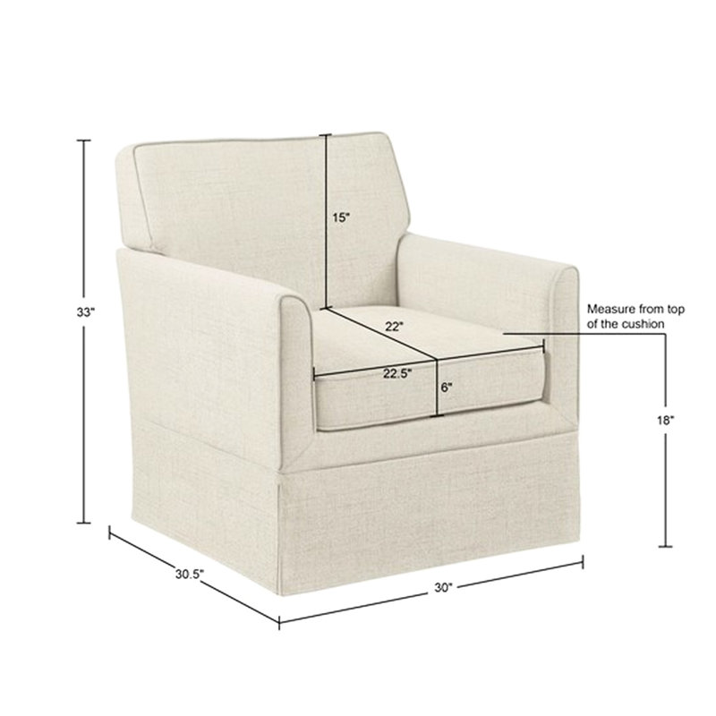 Fauteuil d'appoint à housse crème - Support à ressorts à arc 30 po Largeur de la base à jupe intemporelle 31 Profondeur