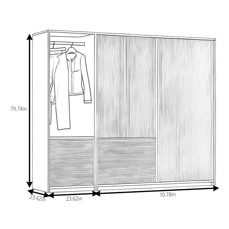 Garde-robe moderne, simple et tendance, H 79 po x l 94 po x P 24 po