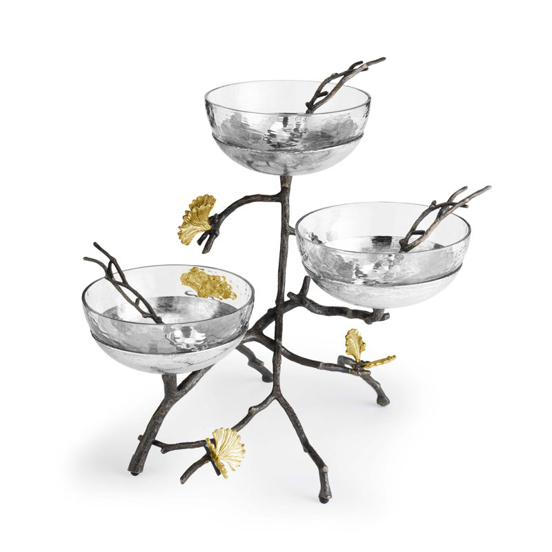 Butterfly Ginkgo Triple Bowl Set with Spoons