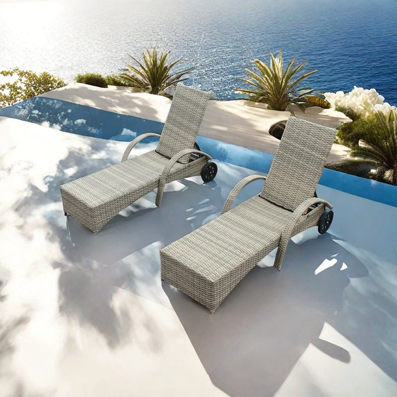 Chaise longue d'extérieur réglable en osier PE