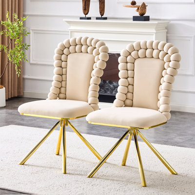Ensemble de 2 chaises d'appoint rembourrées en velours avec pieds dorés Puffy Bubble Chair