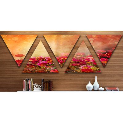 Spring Little Flowers at Sunset Graphic Art Print MultiPiece Image on Canvas