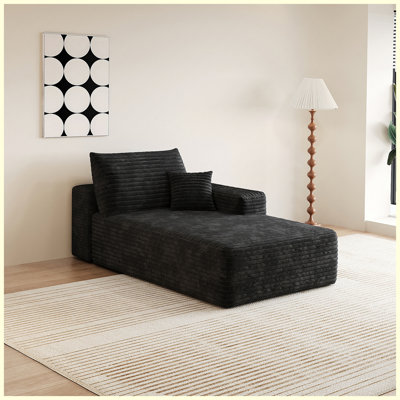 Black Modern Upholstered Couch for Living Room & Guest Room