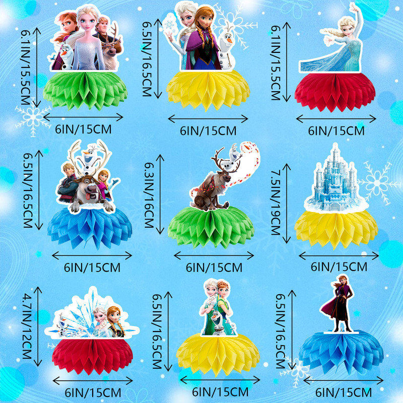 Centres de table Frozen, ensemble de 9 pièces de table de fête d'anniversaire congelés