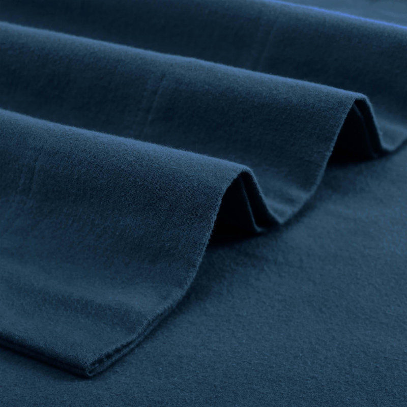 Ensemble de draps 100% flanelle de coton Blue Nile Mills, Twin Sheet Set with 1 Pillowcase, Bleu marine