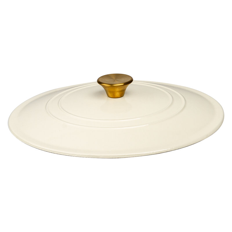 Cream 5 Qt. Enameled Cast Iron Dutch Oven Braiser with Lid