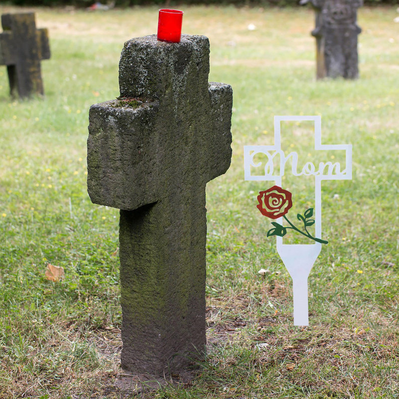 1 grand piquet de jardin en métal pour papa maman, White Mom
