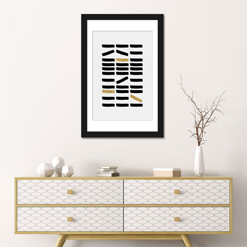 «Abstract», impression sur toile, Papier d'art encadré noir, Blanc, H 24 po x l 16 po x P 1 po