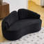 Canapé 2 places incurvé, revêtement en chenille noire, déhoussable, structure comprimée, style rétro minimaliste pour petits espaces, assise mi-ferme, mousse et ressorts, 4 places, profondeur 175 cm
