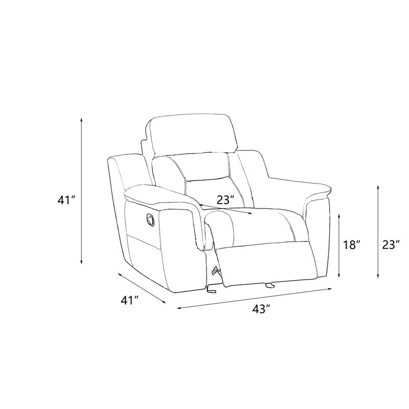 Fauteuil inclinable rembourré en cuir - Structure solide en bois dur séché au four avec support lombaire beige, construction stable