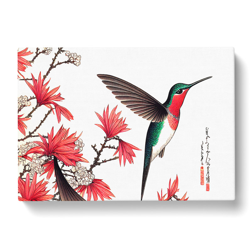 Japanese Hummingbird - Wrapped Canvas Painting, 35cm H x 50cm W x 3cm D