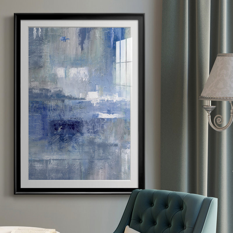 Bay View Indigo - Cadre photo, reproduction d'art sur papier, Noir, H 30,5 po x l 42,5 po x P 1,5 po