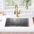 Undermount Stainless Steel Kitchen Sink 90 Degree Zero Radius with Bottom Grid and Strainer-111029432-111029437