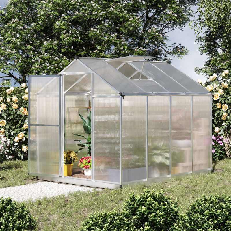 Outsunny 8' x 6' Clear Polycarbonate Walk-In Greenhouse