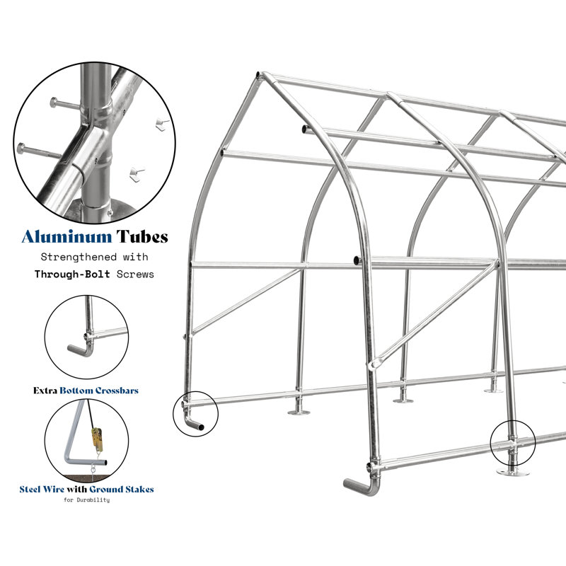 12 FT x 30 FT Heavy Duty Anti-Snow Carport with Spacious Aluminum Frame, 12 x 30 FT
