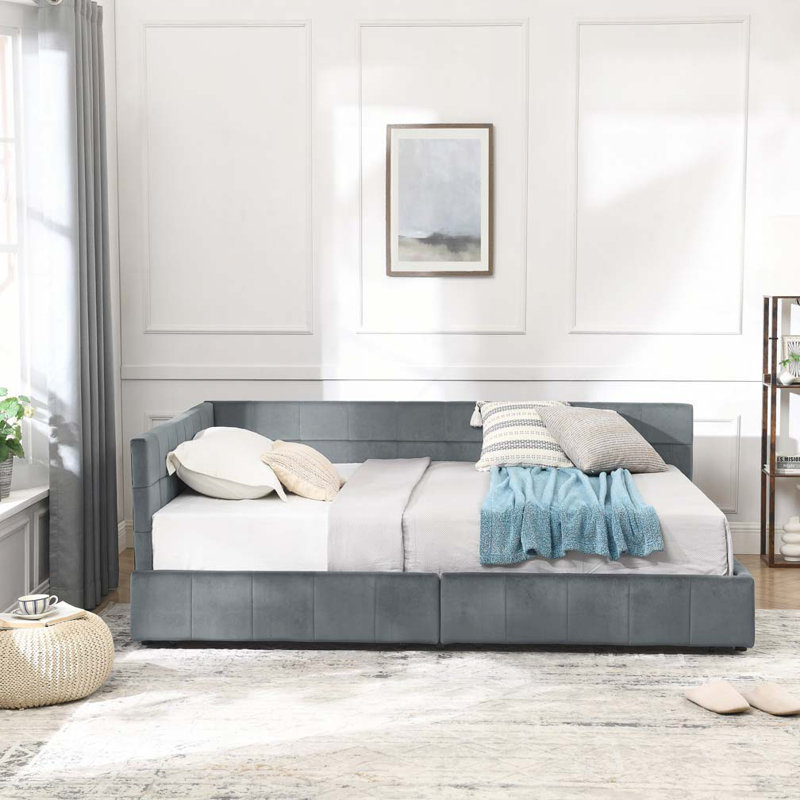 Velvet Storage Daybed, Gray