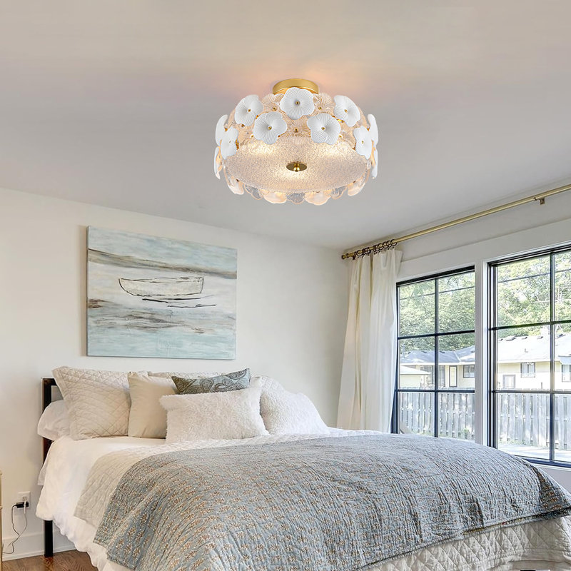 Plafonnier semi-encastré 3 lumières 16 po, H 5,6 po x l 16 po x P 16 po