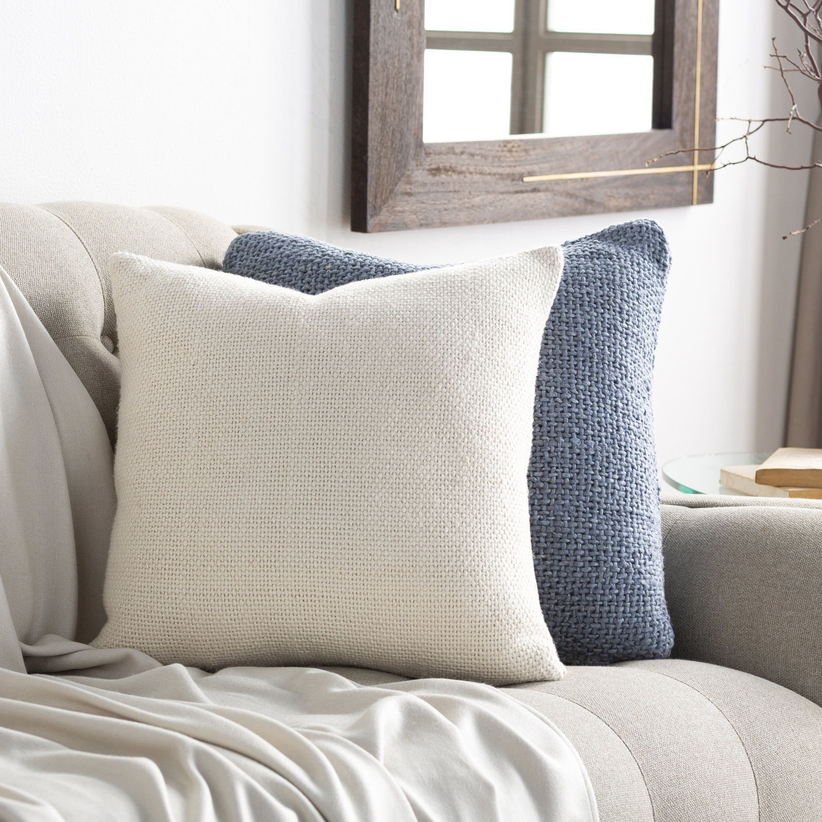 Keri Lumbar Throw Pillow, Down, 20" x 20", Cream