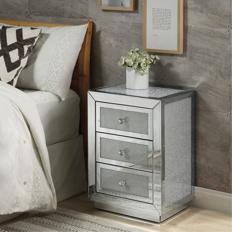 Table de chevet avec trois tiroirs Glam Style