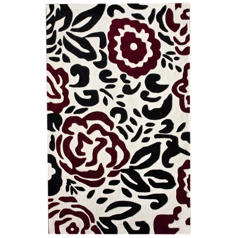 Tapis noir / rouge touffeté à la main Holyfield, Rectangle 7'6" x 9'6"