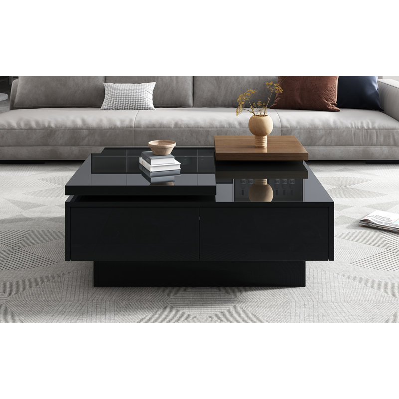 Table basse moderne et multifonctionnelle en bois massif, conception peu encombrante
