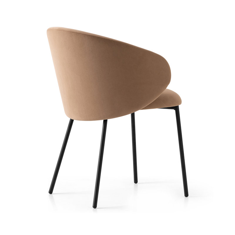 Tuka Upholstered Armchair with Metal Frame, Camel Brown, Matte Black