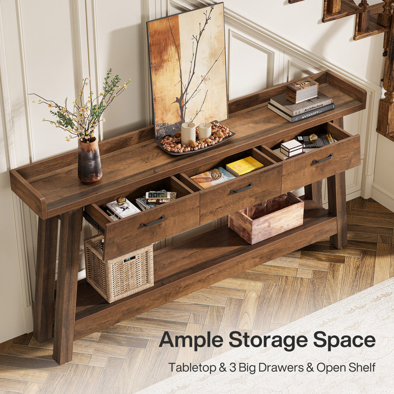 70.9-Inch Sofa Console Table with 3 Drawers