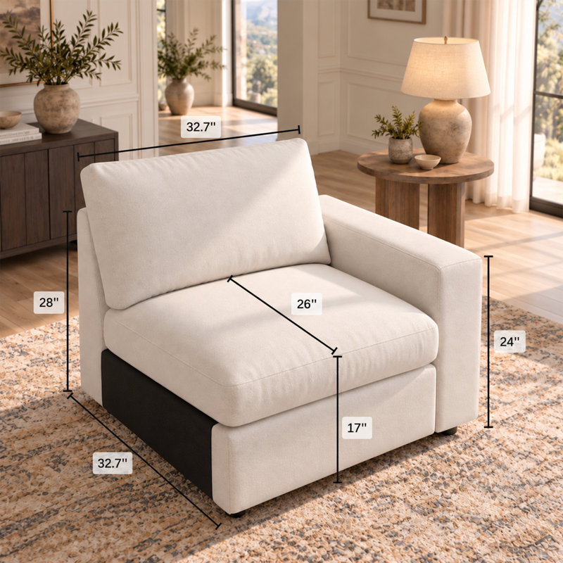 Modern Right-Arm Seat For Modular Sofa