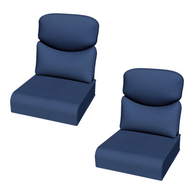 Outdoor Seat & Back Cushion Set, Olefin Fabric Anti-UV Replacement Cushions for Patio Furniture, Available in Beige and Blue
