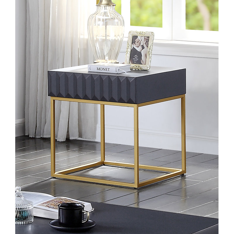 Rodolfo End Table with Storage, Antique Blue