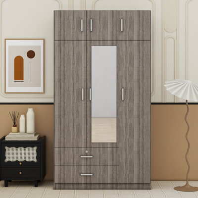 3-Door Mirror Wardrobe With 2 Drawers And Top Cabinet by Cosmic