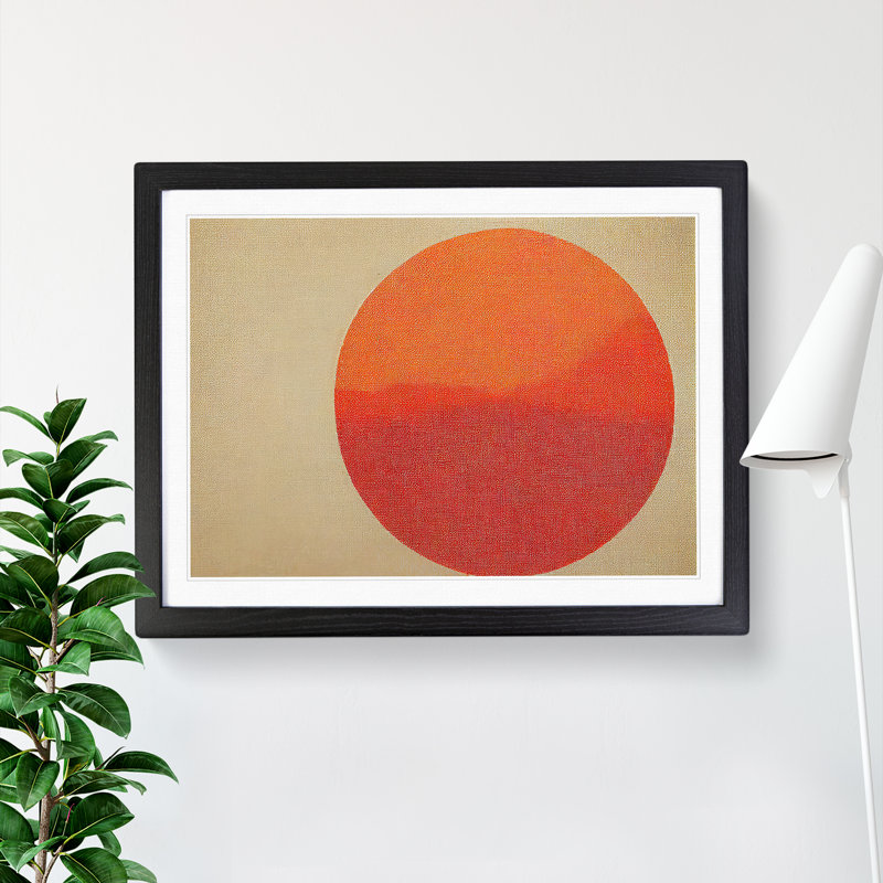 XH1022-6469X Orange Sunset Abstract - Single Picture Frame Print, Black, 46cm H x 64cm W