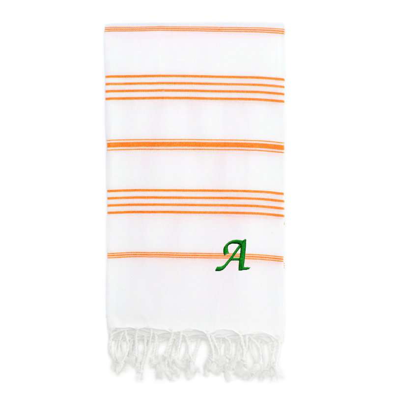 Serviette de plage 100% coton Pestemal Lucky, A, Vert clair / blanc