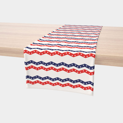 Table Runner, 100% Cotton, 16X108", Patriotic Chevron
