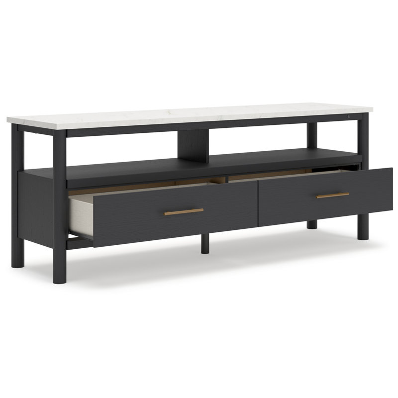 Brenli Unfinished TV Stand for TVs up to 70", Matte Black/White