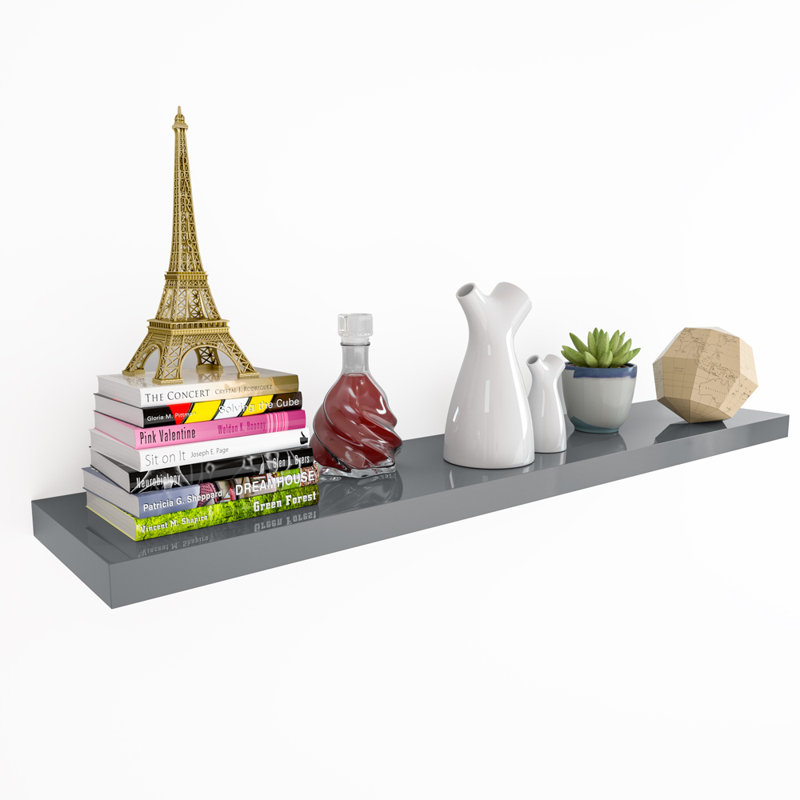 Mehta Floating Shelf, 3.8cm H x 70cm W x 23cm D, Gloss Grey