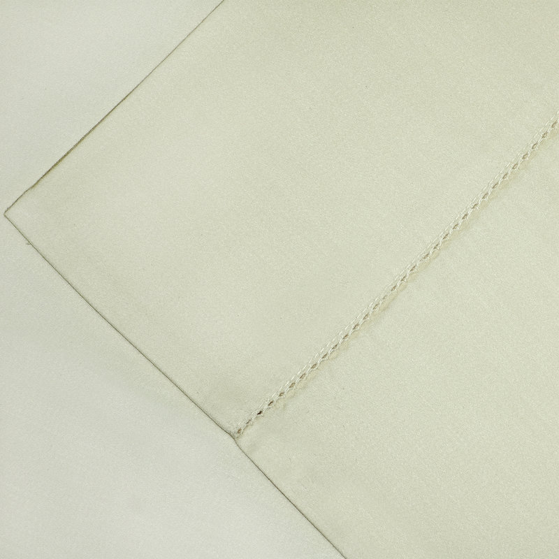 594 Solid Sateen 100% Cotton Sheet Set, King Sheet Set + Fitted Sheet + 2 Pillowcases, Bone