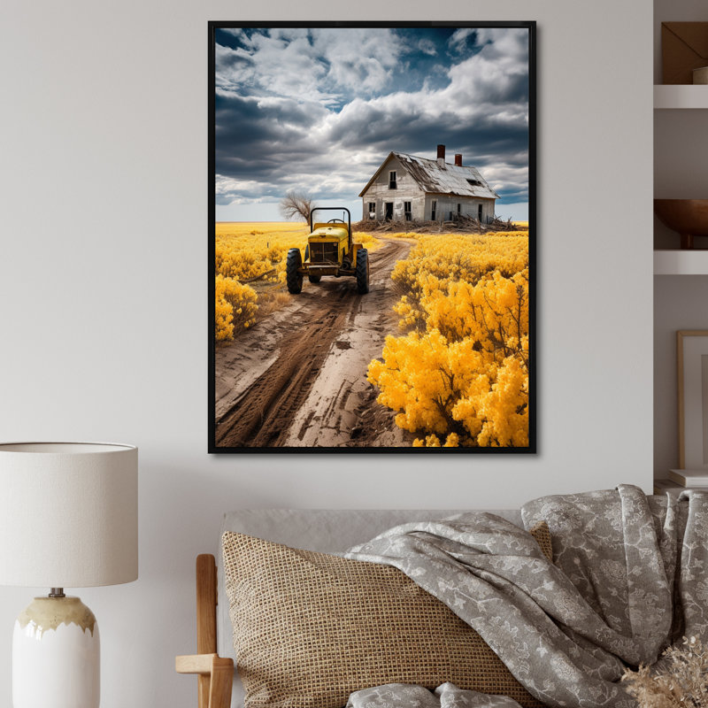 Farmhouse Tractor Countryside Haven I, H 20 po x l 12 po x P 1 po, Cadre flottant noir