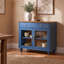 Buffet Corretta avec portes vitrées, meuble de rangement de cuisine, table basse en bois avec rangement, buffet/crédence de style ferme moderne pour salle à manger ou salon, blanc, 86 cm (34 pouces).-522807740-529980812