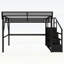 Lit mezzanine double en métal avec bureau, escalier et station de charge, idéal pour les enfants et les adolescents, peu encombrant et multifonctionnel-134275199