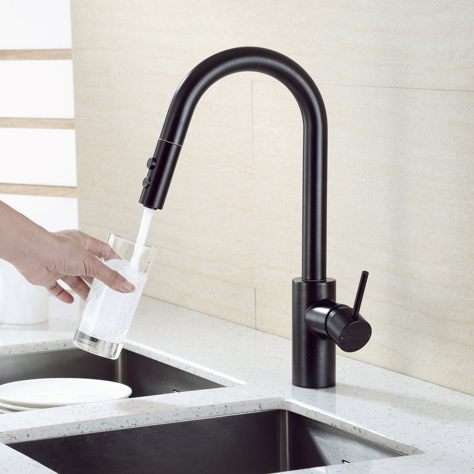 Pull-Down Kitchen Faucet with Accessories, Oil Rubbed Bronze