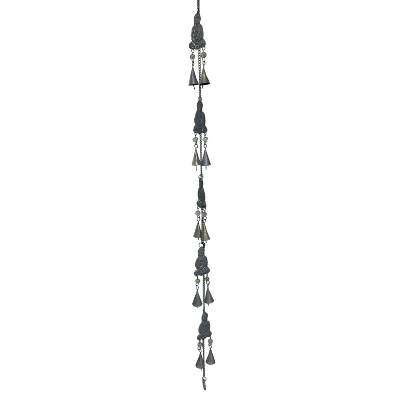 Guirlande Bouddha Bell Chime en gris et or