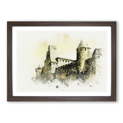 La Cite Citadel in Carcassonne France in Abstract - Picture Frame Graphic Art Print