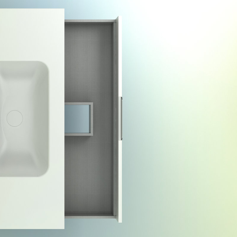Suki 1000mm Wall Hung Single Bathroom Vanity Unit, White, Glossy Anthracite
