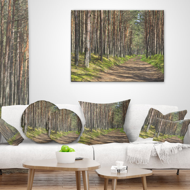 Très belle circulation forestière à travers un oreiller de bois épais, 16 po x 1 po, Coussin décoratif