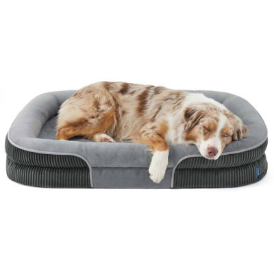 Bedsure Orthopedic Dog Beds Dog - 360° Oval Bolster Dogs Bed for Senior Dogs with Waterproof Washable Cover, Comfort Pet Sofa Couch with Ultra-Soft Fleece